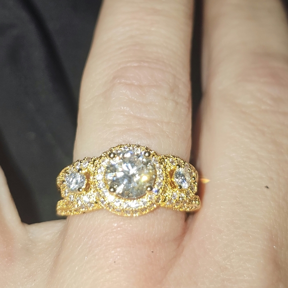 None Jewelry - Certified 1.2 CT Moissanite Engagement Ring Gold Plated Sterling Silver | Size 9